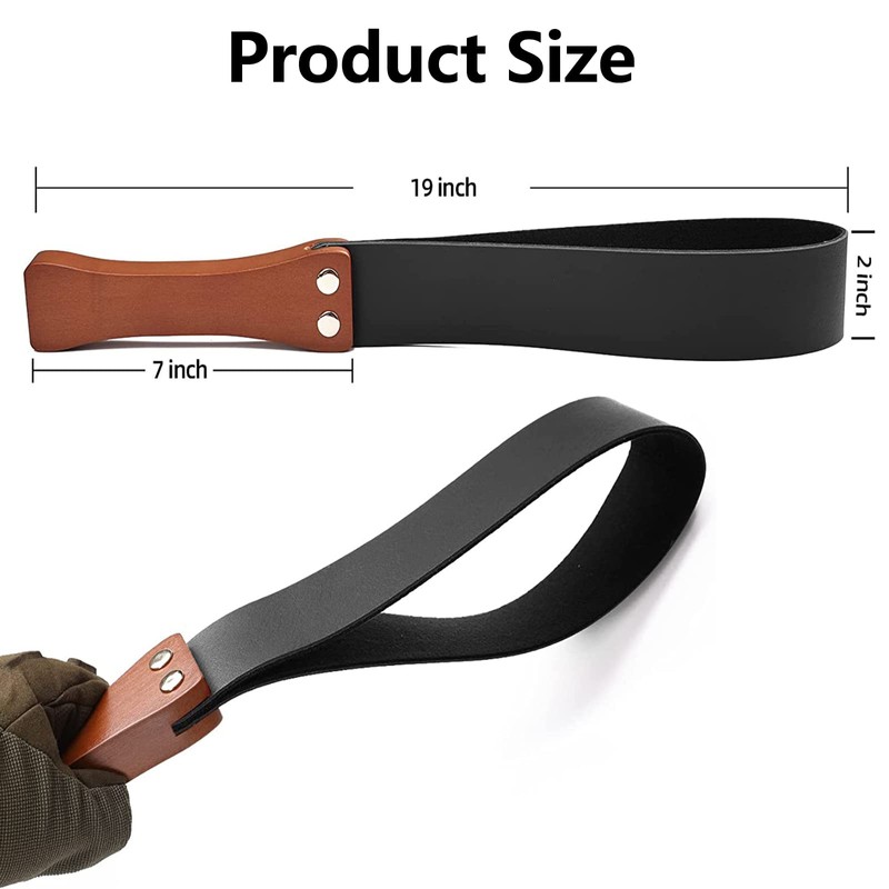 Leather Paddle with Non-Slip Wooden Handle, Riding Whip for Horses,