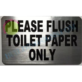 BUILDINGSIGNS.COM Please Flush only Toilet Paper Sign (Brushed Aluminum 2.5x5)- -REF24-1027