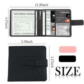 Stylish Car Registration and Insurance Holder,Leather Car Insurance and Registration Holder with Magnetic Snap Design,Portable Cars Document Holders Cars Organizer for Men/Women (Black)