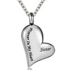 Cremation Urn Necklace Engraved Sister Forever in My Heart Stainless