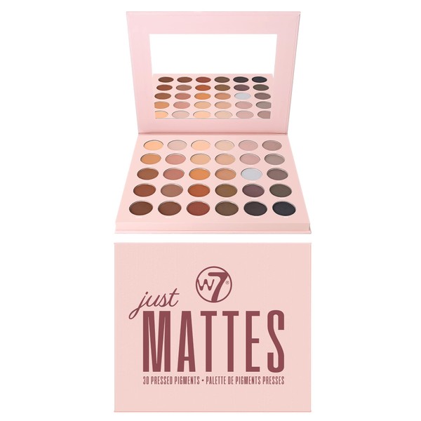 W7 Just Mattes Pressed Pigment Palette - 30 Natural Nude Colours - Flawless Long-Lasting Every Day Vegan Makeup