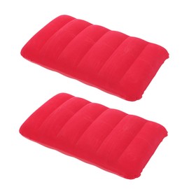 KICHOUSE 2pcs Pvc Flocking Inflatable Nap Pillow Ergonomic Waist Cushion for Outdoor Travel and Camping Portable Design for Comfort during Flights and Train Rides Red
