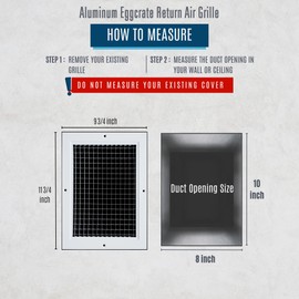 Fits 8x10 and 10x8 Duct Opening | Aluminum Eggcrate Return Air Grille | Low Noise & High Air Flow, Rust Proof Vent Cover Grill for Sidewall & Ceiling | White | Outer Dimensions: 9.75" X 11.75"
