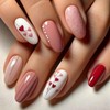 Valentines Press on Nails Medium Almond MABKJLF Pink Fake Nails