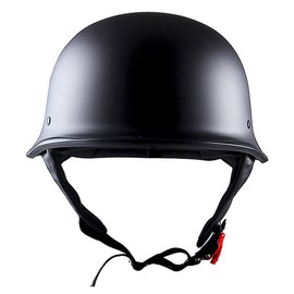 1Storm Novelty Motorcycle Half Face Helmet Open German Style DOT Approved: HKY602 Matt Black