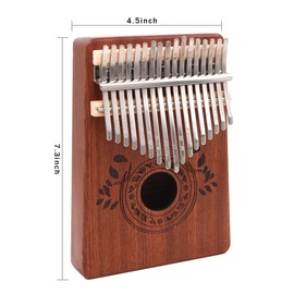 17 Keys Portable Sapele wood Kalimba Thumb Piano, African Mbira Sanza Likembe Finger Piano with Study Instruction Cloth Bag Tuning Hammer Thumb Sleeve Musical Gift for Kids Adult Christmas Birthday