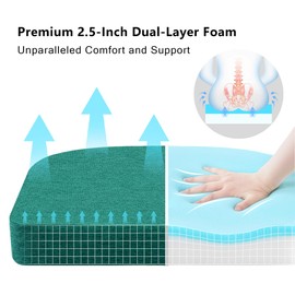 Nordjager Chair Pads for Dining Chairs, Chair Cushions 2 Piece, 17"x 16"x 2.5" Memory Foam Seat Cushions with Ties and Removable Cover