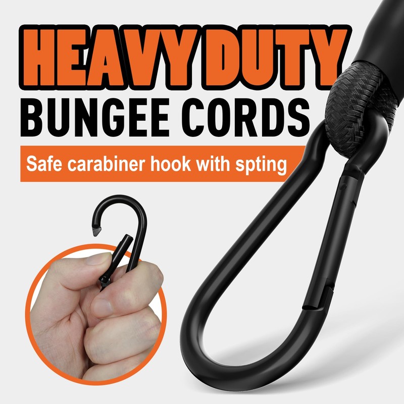 Adjustable Bungee Cords with Hooks, 48in, 6 Pack – Super