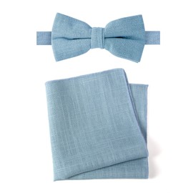 Spring Notion Juego de pañuelo cuadrado de mezcla de lino para hombre con corbatín y bolsillo, Azul Acero, Talla única