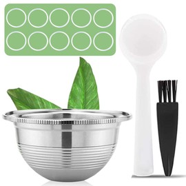 CAPMESSO Coffee Capsule, Reusable Vertuoline Pod Refillable Vertuo Capsules Stainless Steel Compatible with Nespresso Vertuoline GCA1 and Delonghi ENV135 (2.5OZ(Small Cup)+10 Silicone Rings)