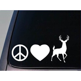 EZ-STIK Peace Love Deer Sticker *H50* 8" Vinyl Decal Whitetail Deer Hunting