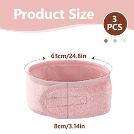 SGERUFZ Pack of 3 Face Wash Headbands, Coral Fleece Elastic Makeup Headband (Green, Pink, Light Beige)