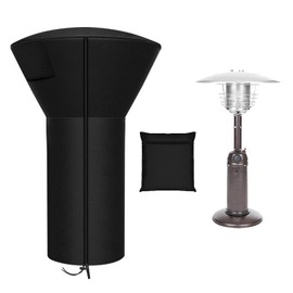SIRUITON Tabletop Heater Cover Waterproof with Zipper Water-Resistant 22 Inch Round Stand-Up Table Top Patio Heater Cover 420D Black