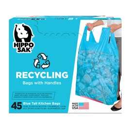 Hippo Sak 13 Gallon Blue Recycling Bags with Handles