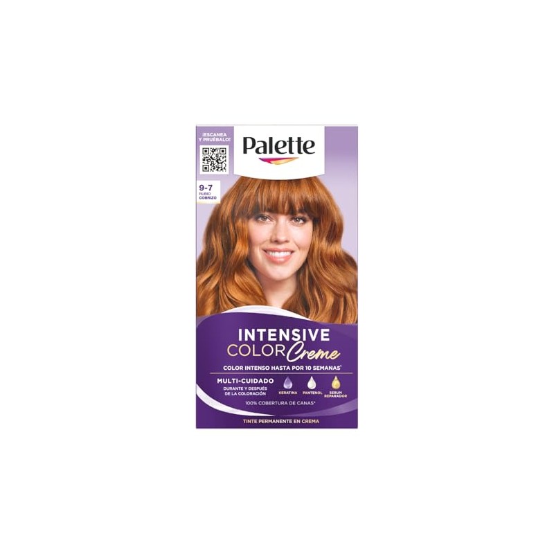 Palette Tinte para cabello Color Creme Rubio Cobrizo 9-7, 50