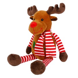 40cm Xmas Plush Toy Christmas Reindeer Plush Doll Soft Red-Nosed Reindeer Cuddly Toys Realistic Soft Cuddly Deer Toy for girls and boys nursery decorations Christmas party supplies