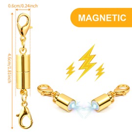 WLLHYF 12 Pack Necklace Clasps and Closures Strong Catch Lobster Clasps Gold Silver Color Converter for DIY Jewelry Bracelet Necklace Connect and Extend