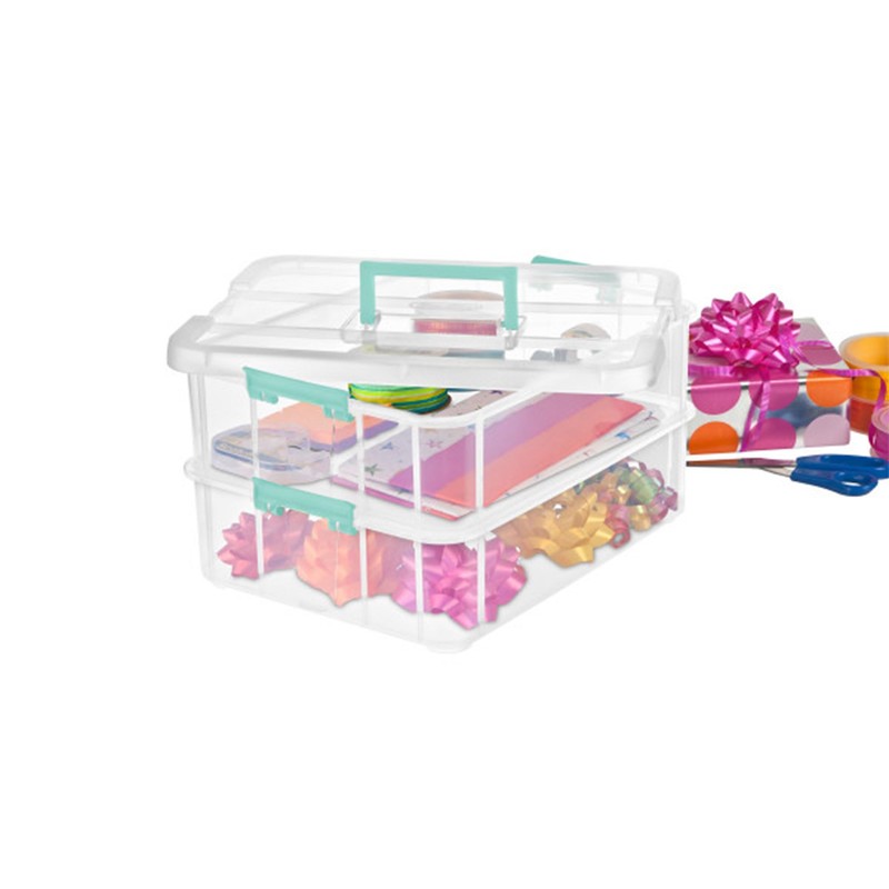 Sterilite Stack and Carry 2 Layer Handle Box, Stackable Plastic
