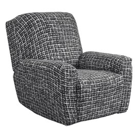 PENDEJATO Stretch Recliner Chair Covers, 4-Piece Recliner Slipcovers Print Lazyboy Recliner Cover Soft Spandex Reclining Chair Couch Cover Furniture Protector with Pocket (Black)