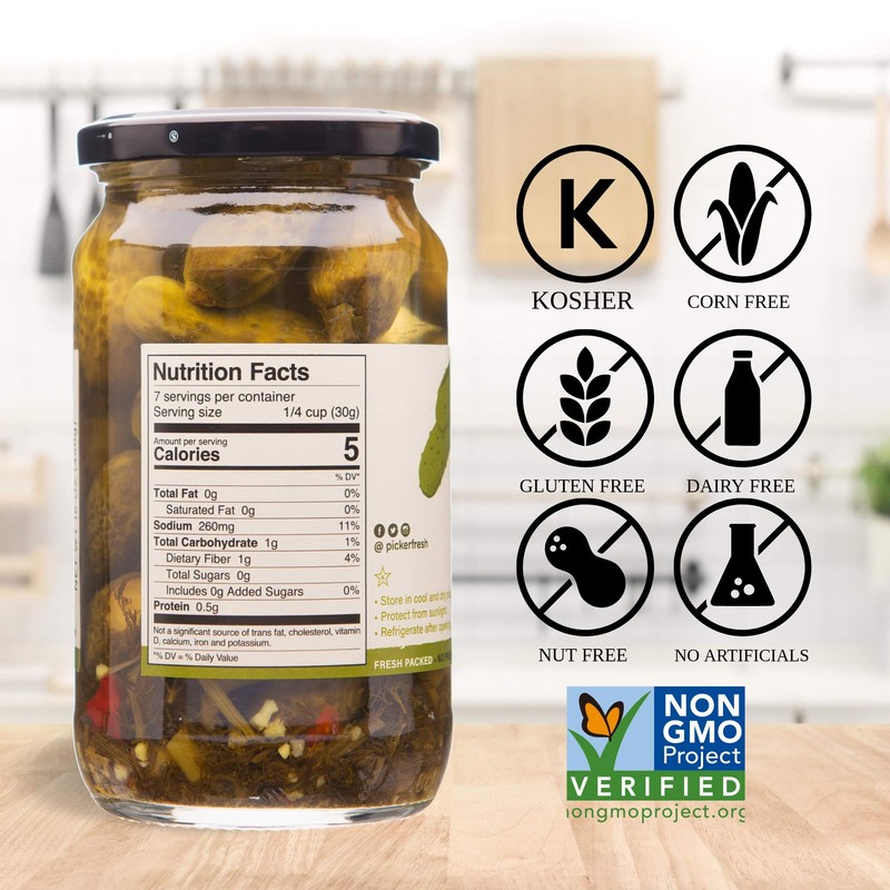 Pickerfresh Kosher Petite Dills - Garlic, Dill & Red Pepper