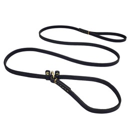 LWBMG 5.6ft Leather Dog Leash Leather Slip Leads for Dogs Puppy Leather Slip Leash for Dogs Soft Adjustable Dog Training Leash for Small Medium Dogs Heavy Duty Black