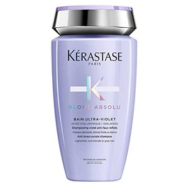 KÉRASTASE Bain Ultra-Violet | Shampoo morado para neutralizar los tonos amarillos no deseados en el cabello rubio | Con Pigmentos ultravioletas, Ácido Hialurónico y Flor de Edelweiss| 250ml