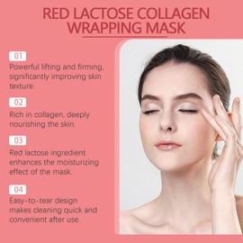 Rote Laktose-Kollagen-Wickelmaske, 60 G Kollagen-Erweichungs-Peel-Maske Rote Laktose-Peel-Off-Maske Hydrating Overnight Face Mask, Gesichtsmaske Zur Faltenglättung,Strahlende Haut,Porenverkleinerung