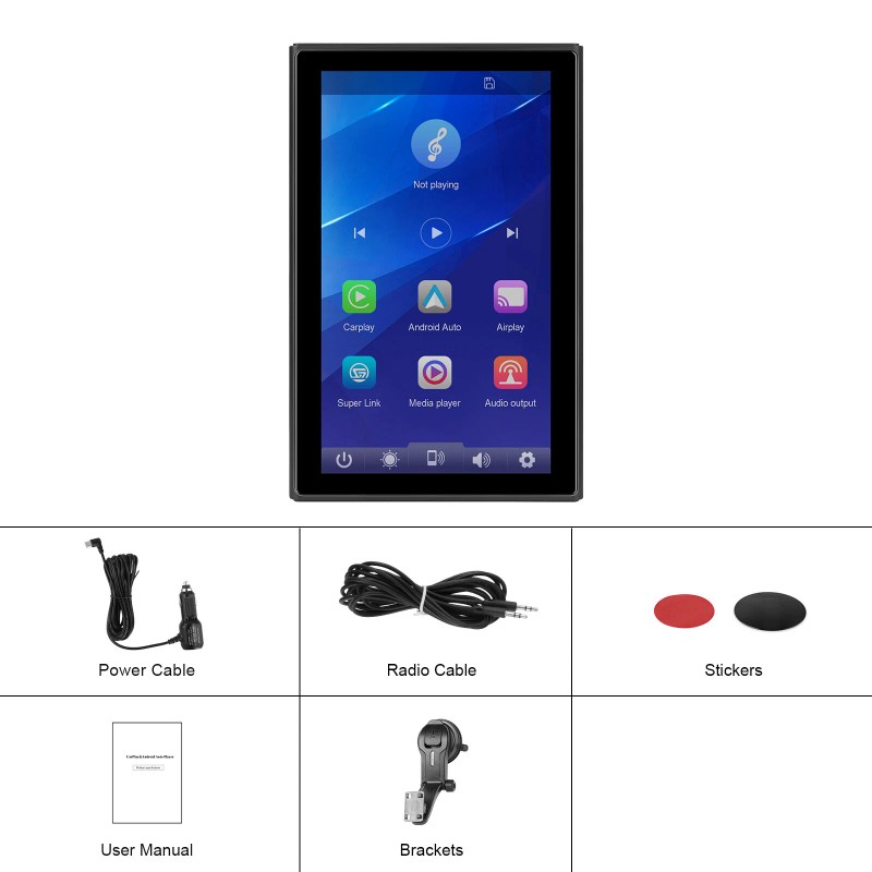 CFRIATO Wireless Apple Carplay Screen for Car Android Auto Portable