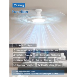 Passky Ceiling Fans with Lights, 52 inch Flush Mount Ceiling fan with Remote Control, Low Profile Ceiling Fan for Bedroom, Farmhouse, Reversible, 3CCT, Dimmable, Noiseless DC Motor, White