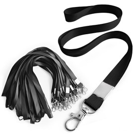 30 Pack Lanyards for ID Badges Polyester Badge Holder Lanyards Bulk with Swivel Hooks for Office ID Cards, Name Tags, Work Badges (Black)