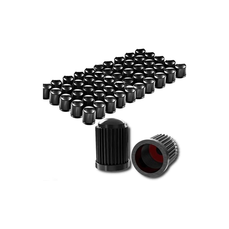 Universal Tyre Valve Dust Caps, Black, Pack of 12, Rubber