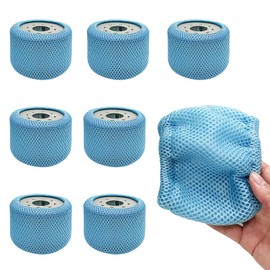 Rhsemi Pack of 8 Protective Nets Compatible with Whirlpools Filter, Pool Bubble Spa Accessories, 90 Pleats Strainer Replacement Filter (Blue)