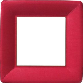 Ideal Home Range Boston International Heavyweight Paper Plates Classic Linen Collection Disposable Square Dinner Plate Pack, 10-Inches, Red, 8-Count