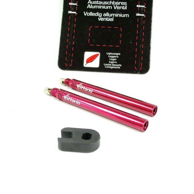 Vittoria Fully Removable Aluminium Valve Red 60mm x2 & Spanner
