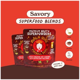 Māla Girl Ramen Broth and Seasoning Superpowder, with Ginger, Cinnamon, Holy Basil and Cayenne to Promote Overall Immunity and Gut Health, Vegan, Gluten and Dairy Free