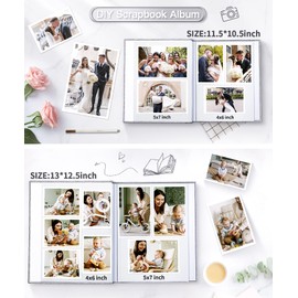 Popotop Photo Album Self Adhesive Scrapbook Album for 4x6 5x7 8x10 Pictures DIY Photo Book as Scrapbooking Supplies Kits, Birthday Gifts for Women Mom Wedding Baby Family Travel