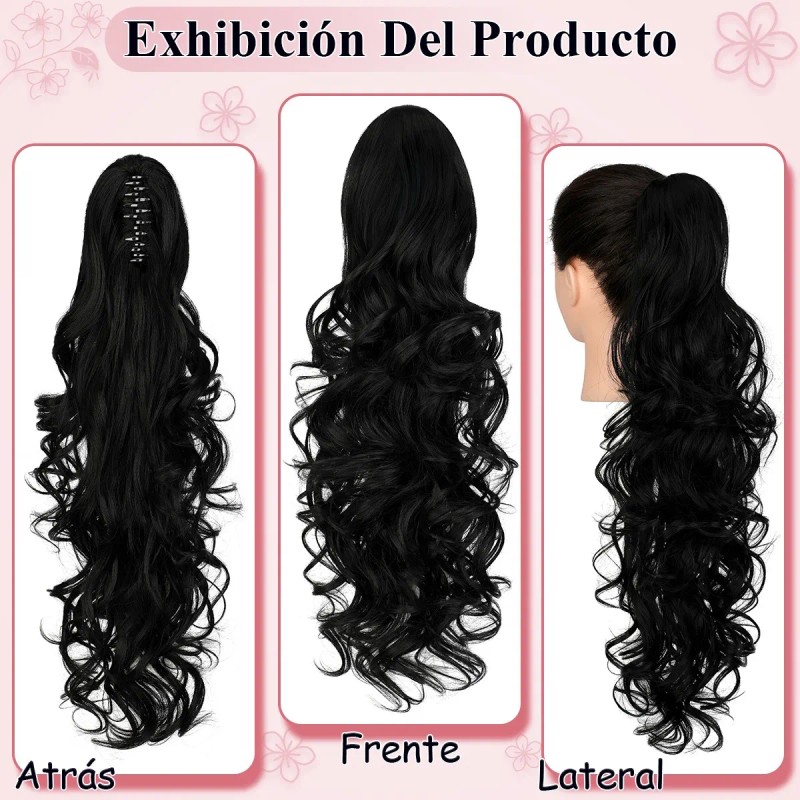 Extensiones Cabello Natural Clip Ondulado Coleta De Cabello