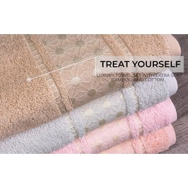 Concetti di-Lusso Miasoft Vestra VIP Turkish Cotton Luxury Towels - Soft and Washable Turkish Bath Towels for Hands, Face and Hair - Set of 4 in Gift Box- Multicolor
