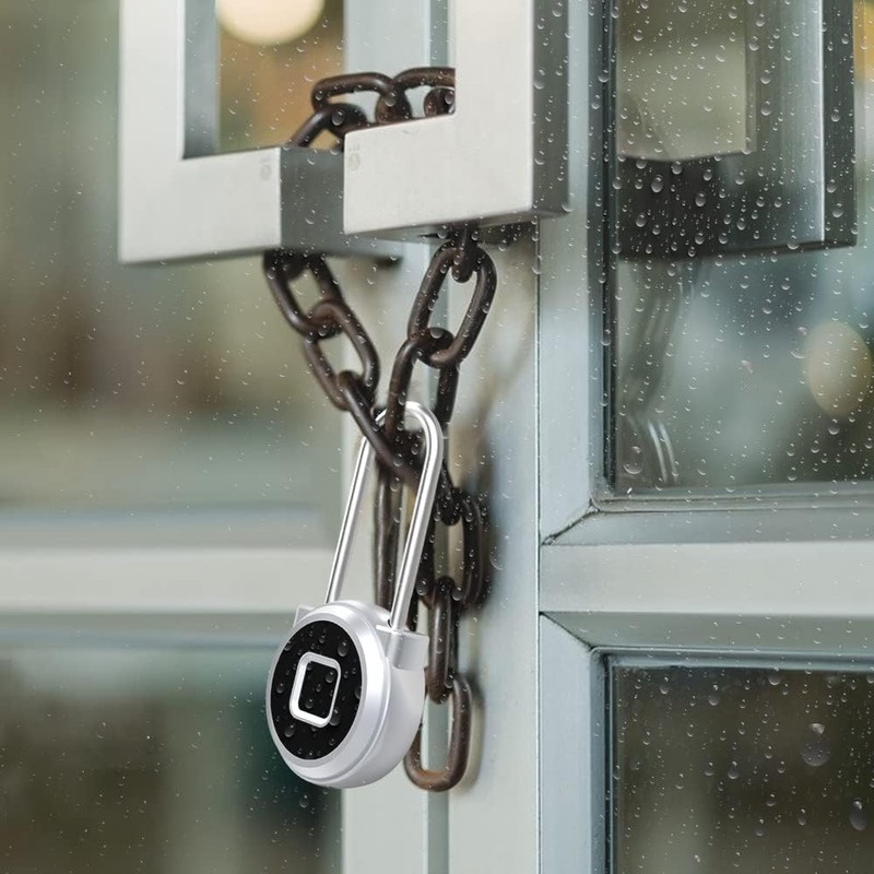 eLinkSmart Long Padlock 45 mm with Fingerprint Phone App Weatherproof