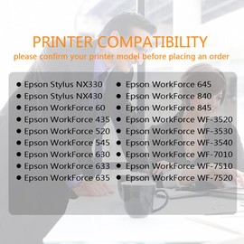 Run Star 126 Remanufactured Ink Cartridge Replacement for Epson 126 T126 T126120 for Workforce 545 845 645 635 520 435 WF-3540 WF-3520 WF-3530 WF-7010 WF-7510 WF-7520 Stylus NX430 Printers (2 Black)