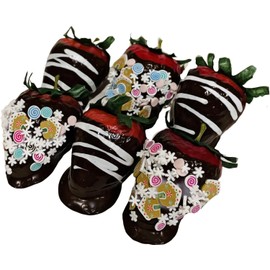 Fake Dipped Strawberries- Set of 6 Chocolate Gingerbread Dipped Strawberries -Handmade by Dezicakes- Fake Food -Artificial Dessert