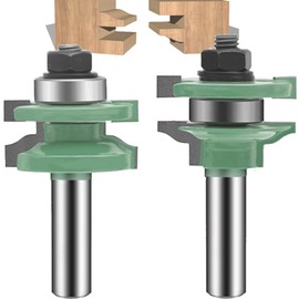 LEATBUY 1/2-Inch Shank Router Bit Set 2 PCS, Round Over Raised Panel Cabinet Door Ogee Rail and Stile Router Bits, Woodworking Wood Cutter, Wood Carbide Groove Tongue Milling Tool (YU8-14)