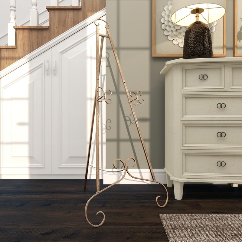 Deco 79 Metal Scroll Large Free Standing Adjustable Display Stand