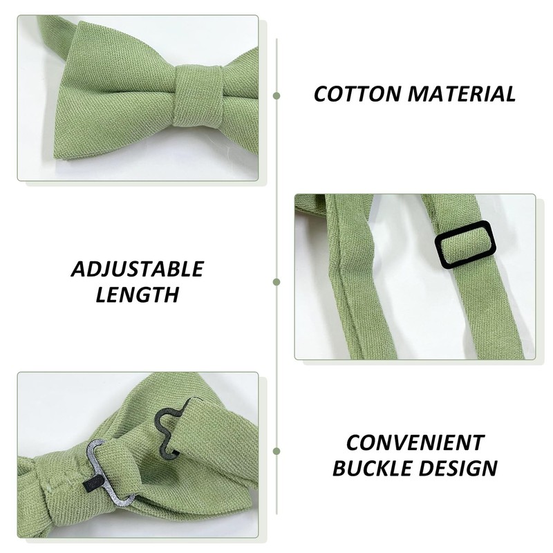 IDNVFY Pack of 2 Cotton Bow Tie, Adjustable Bow Tie,