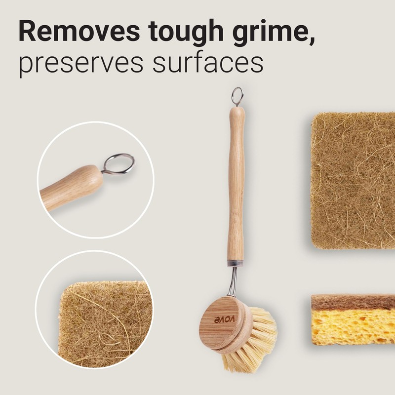 Vove | Eco Kitchen Cleaning Bundle | Bamboo Dish Brush