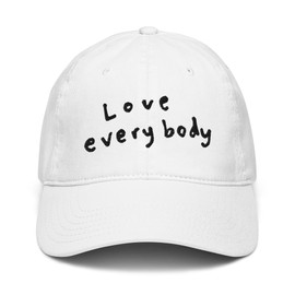 Ripple Junction Love Everybody Slanted Text Adjustable Baseball Hat, White, One Size