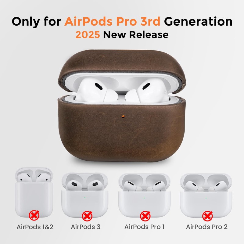 Bouixel Genuine Leather Case for AirPods Pro 3rd Generation Case