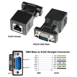 DTECH DB9 RS232 Male to RJ45 Female Network Adapter COM Port to Cat5e Cat6 LAN Ethernet Extender Converter Compatible with Standard 9 Pin Serial Port Devices