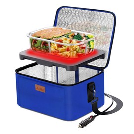 Aotto Heated Lunch Box Food Warmer - 12V/24V 2-in-1 Car Food Warmer with Vehicle Plug - Mini Portable Electric Lunch Box Heater for Men and Women - Reheat & Keep Meals Warm On the Go - Blue