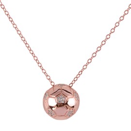LuckyLy Collar Mujer de Balón de Fútbol Soccer con Zirconia Cúbica, Cadena y Dije con Baño de Oro Rosa 14k – Joyería Ideal para Mundial Qatar 2022, Regalos para Mujer Originales y Regalos para Mamá, Modelo Monda
